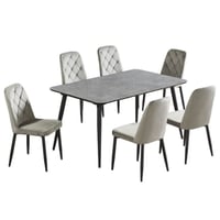 طقم طاولة طعام بديل بورسلان 6 كراسي رمادي