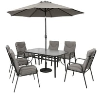 طقم جلسة خارجية 6 كراسي لون رمادي