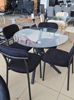 طقم طاولة طعام قزاز مودرن 6 او 4 كراسي لون اسود