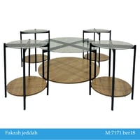 طقم طاولات خشب وزجاج عدة ألوان