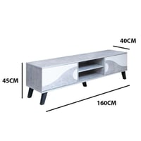 طقم طاولة تلفاز 160سم رمادي وابيض
