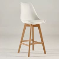 كرسي بار أبيض أرجل خشبية