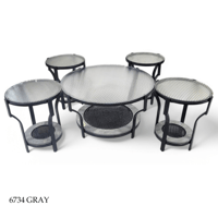 طقم طاولات وسط راتان وقزاز عدة الوان