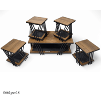 طقم طاولات خشب وراتان عدة الوان