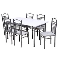 طقم طاولة طعام وست كراسي لون ابيض