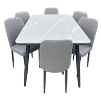 طقم طاولة طعام رخام 4و6 كراسي رمادي