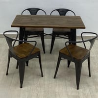 طقم طاولة و4 كراسي خشب وحديد 120 سم