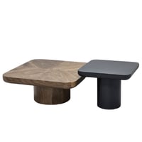 طقم طاولات وسط لون خشبي واسود مودرن