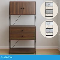 وحدة تخزين مع أدراج ورفوف عدة ألوان