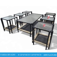 طقم طاولات 1+4 قزاز وراتان عدة الوان