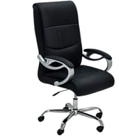 كرسي مكتب دوار جلد مفرد وجمله لون اسود