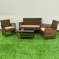 طقم جلسة خيزران لأربعة أشخاص لون بني