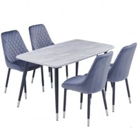 طقم طاولة رخام واربع كراسي لون رمادي