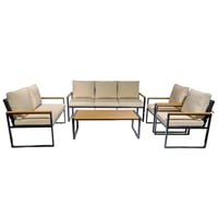 طقم جلسة خارجية بيج وأسود