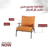 كرسي جلد فخم اورنج تكاية خشب