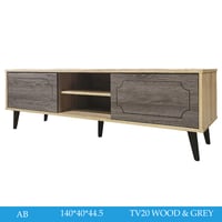 طاولة تلفزيون خشبي ورمادي عدة مقاسات