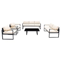 طقم جلسة خارجية بيج وأسود المونيوم