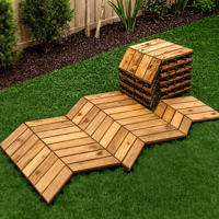 أرضية عشب وخشب 12 قطعة عدة أشكال