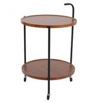 طاولة خشبي غامق بعجلات مقاس 50 سم