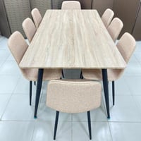 طقم طاولة طعام مودرن 8 كراسي لون خشبي فاتح