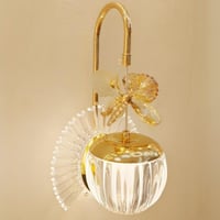 إضاءة جدارية ذهبي بكرة كريستال