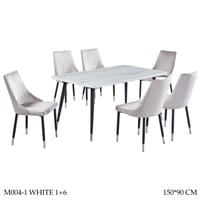 طقم طاولة طعام رخام 4و6و8 كراسي أبيض