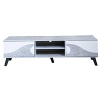 طقم طاولة تلفاز 160سم رمادي وابيض