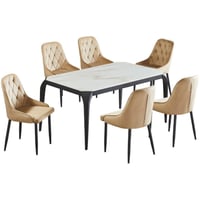 طقم طاولة طعام رخام 4و6 كراسي لون خشبي