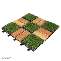 أرضية عشب وخشب 12 قطعة عدة أشكال