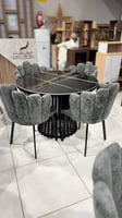 طقم طاولة طعام بورسلان 4 كراسي لون اسود