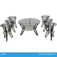 طقم طاولات خدمة خشب وزجاج عدة ألوان