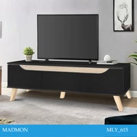 طاولة تلفزيون لون اسود وخشبي