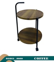 طاولة خشبي غامق بعجلات مقاس 50 سم