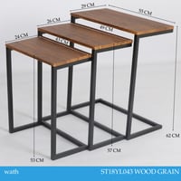 طاولة ثلاثة قطع لون خشبي غامق