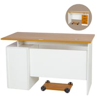 مكتب عمل ودراسة لون خشبي وابيض