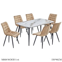 طقم طاولة سيراميك و4 و 6 و 8 كراسي لون خشبي