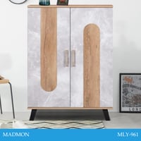 خزانة أحذية بابين بيج ورمادي