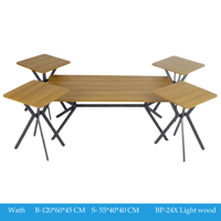 طقم طاولات خشبي فاتح