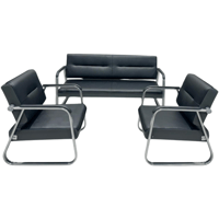 طقم كنب كلاسيكي جلد لون اسود