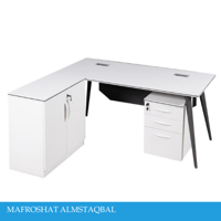 طقم مكاتب مع سكرتاريه لون أبيض عدة مقاسات