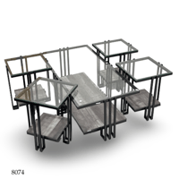 طقم طاولات زجاج وخشب عدة الوان