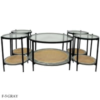 طقم طاولات زجاج وراتان عدة ألوان