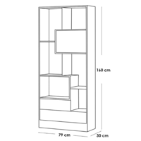 رف تخزين مع أدراج خشبي ورمادي