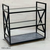 عربية خشب وزجاج عدة ألوان