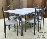 طقم طاولة طعام وست كراسي لون ابيض