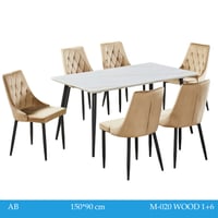 طقم طاولة طعام بديل رخام 4و6 كراسي لون خشبي