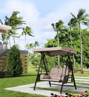 مرجيحة شخصين مع مظلة لون بني