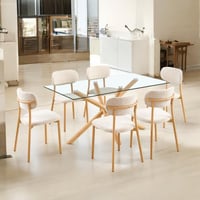 طقم طاولة طعام زجاج 4 و 6 كراسي خشبي