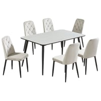 طقم طاولة طعام بورسلان 6 كراسي أبيض