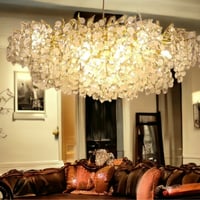 ثريا جنيهات بيضاوي قزاز أبيض + كريستال 180*80 سم